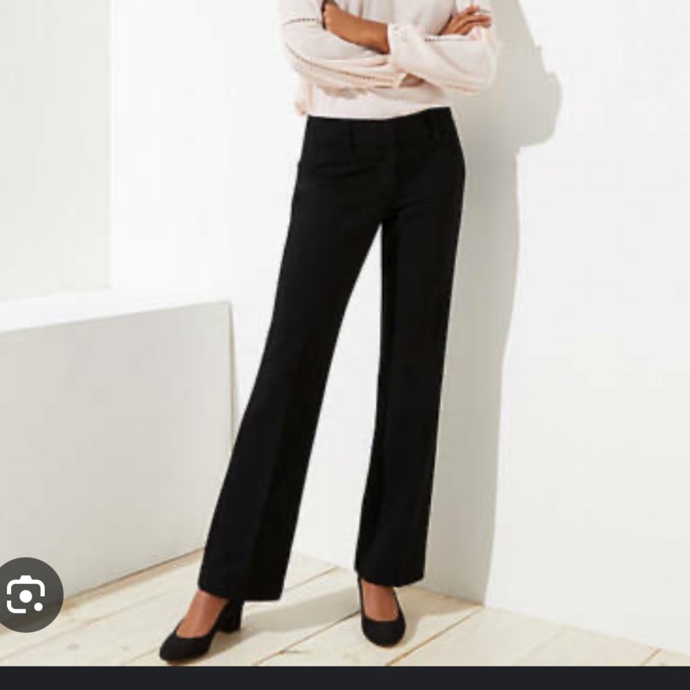 Ann Taylor Loft Black Marisa Straight Leg Trouser Dress Pants Size 2